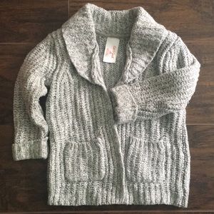 Gray cable knit cardigan